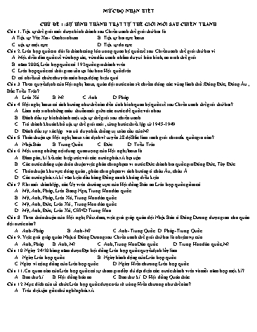 6 Chủ đề ôn tập Lịch sử 12