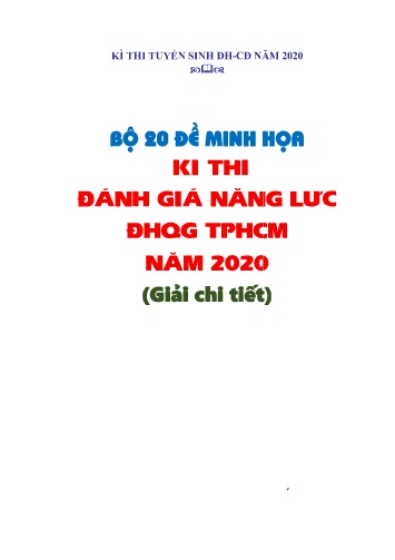 Bộ 20 đề minh họa kì thi đánh giá năng lực Đại học quốc gia TPHCM năm 2020