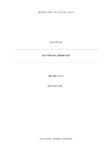 Chuyên đề Bất phương trình hàm