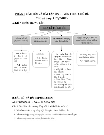 Đề cương ôn tập Địa lí 12 - Chủ đề 1: Địa lí tự nhiên