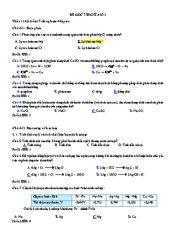 Đề cương ôn tập giữa học kì II Hóa học 12