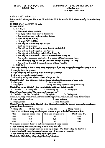Đề cương ôn tập kiểm tra học kì II Địa lí 12 - Năm học 2022-2023 - Trường THPT Sơn Động số 3
