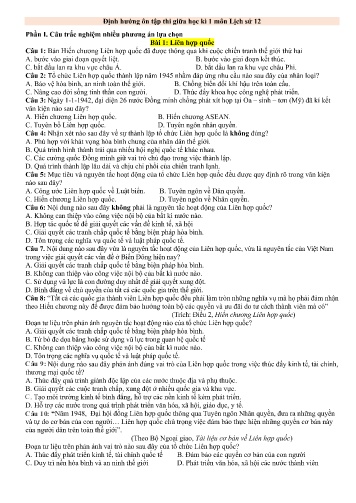 Đề cương ôn thi giữa học kì I Lịch sử 12