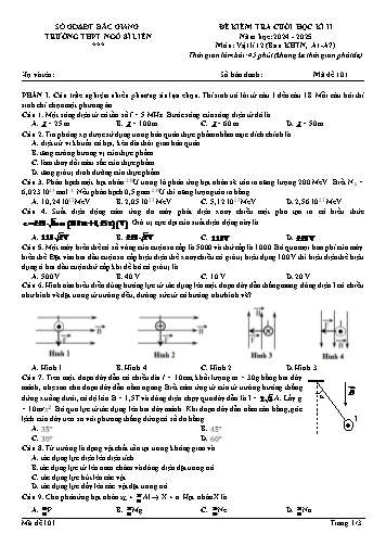 Đề kiểm tra cuối học kì II Vật lí 12 - Mã đề 101 - Năm học 2024-2025 - Trường THPT Ngô Sĩ Liên (Có đáp án)