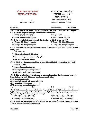 Đề kiểm tra giữa học kì II Công nghệ Lớp 12 - Năm học 2024-2025 - Trường THPT Bố Hạ (Có đáp án)