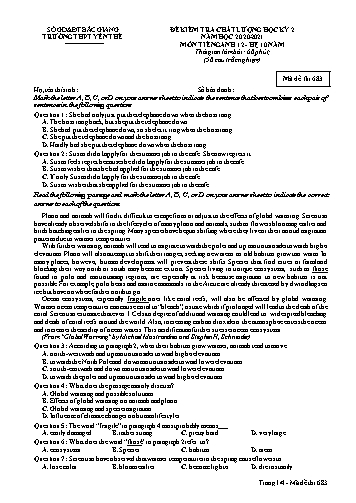 Đề kiểm tra học kì II Tiếng Anh 12 (Hệ 10 năm) - Mã đề 683 - Năm học 2020-2021 - Trường THPT Yên Thế (Có đáp án)