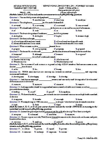 Đề rèn kĩ năng Tiếng Anh 12 (Lần 1) - Mã đề 683 - Năm học 2022-2023 - Trường THPT Yên Thế (Có đáp án)