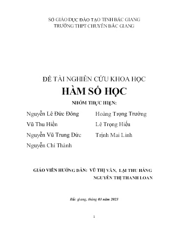 Đề tài Hàm số học - Năm học 2022-2023