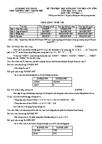 Đề thi chọn HSG văn hóa Cấp Cụm Tin học 11 - Năm học 2022-2023 - Sở GD&ĐT Bắc Giang