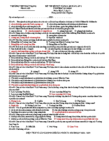Đề thi rèn kĩ năng làm bài Địa lí 12 (Lần 2) - Mã đề 682 - Năm học 2023-2024 - Trường THPT Mỏ Trạng (Có đáp án)
