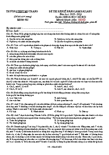 Đề thi rèn kĩ năng làm bài GDCD 12 (Lần 2) - Mã đề 682 - Năm học 2023-2024 - Trường THPT Mỏ Trạng (Có đáp án)