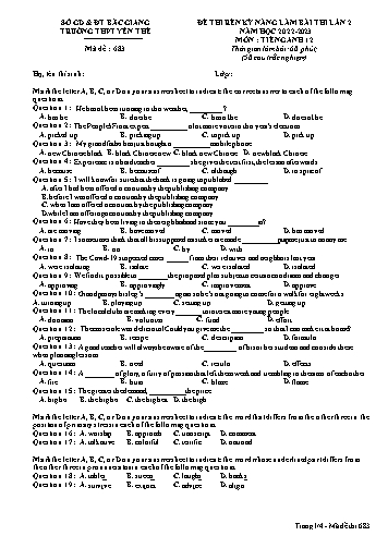 Đề thi rèn kĩ năng Tiếng Anh 12 (Lần 2) - Mã đề 683 - Năm học 2022-2023 - Trường THPT Yên Thế (Có đáp án)