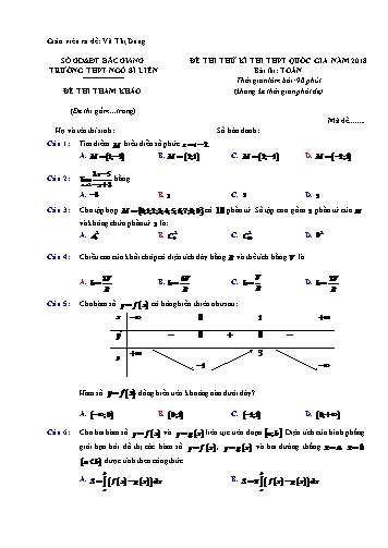 Đề thi thử THPT môn Toán - Năm học 2017-2018 - Trường THPT Ngô Sĩ Liên (Có đáp án)