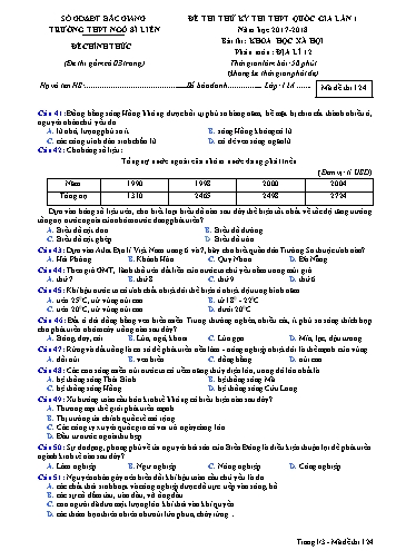 Đề thi thử THPT QG Địa lí 12 (Lần 1) - Mã đề 124 - Năm học 2017-2018 - Trường THPT Ngô Sĩ Liên (Có đáp án)