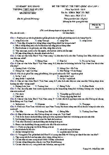 Đề thi thử THPT QG Địa lí 12 (Lần 1) - Mã đề 209 - Năm học 2018-2019 - Trường THPT Ngô Sĩ Liên (Có đáp án)