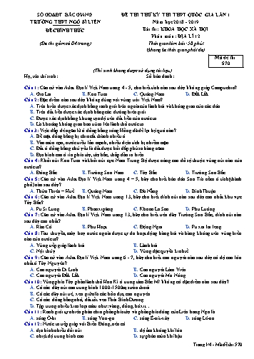 Đề thi thử THPT QG Địa lí 12 (Lần 1) - Mã đề 570 - Năm học 2018-2019 - Trường THPT Ngô Sĩ Liên (Có đáp án)