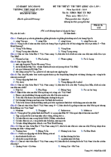 Đề thi thử THPT QG Địa lí 12 (Lần 1) - Mã đề 628 - Năm học 2018-2019 - Trường THPT Ngô Sĩ Liên (Có đáp án)