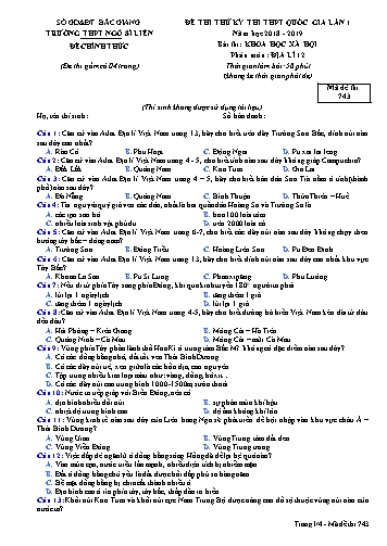 Đề thi thử THPT QG Địa lí 12 (Lần 1) - Mã đề 743 - Năm học 2018-2019 - Trường THPT Ngô Sĩ Liên (Có đáp án)