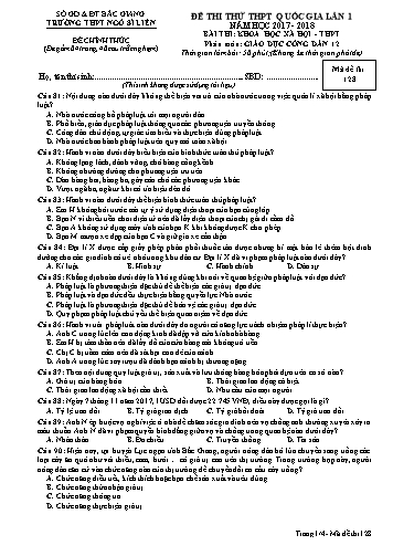 Đề thi thử THPT QG GDCD 12 (Lần 1) - Mã đề 128 - Năm học 2017-2018 - Trường THPT Ngô Sĩ Liên (Có đáp án)