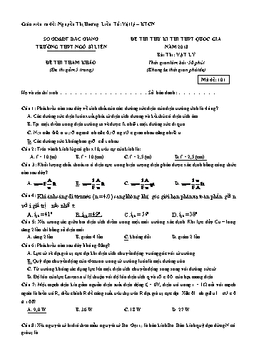 Đề thi thử THPT QG môn Vật lí - Mã đề 101 - Năm học 2017-2018 - Trường THPT Ngô Sĩ Liên (Có đáp án)