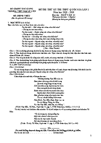 Đề thi thử THPT QG Ngữ văn 12 (Lần 1) - Năm học 2018-2019 - Trường THPT Ngô Sĩ Liên (Có đáp án)