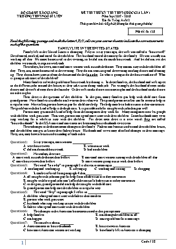Đề thi thử THPT QG Tiếng Anh 12 (Lần 1) - Mã đề 128 - Năm học 2017-2018 - Trường THPT Ngô Sĩ Liên (Có đáp án)