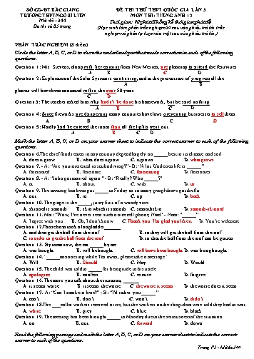 Đề thi thử THPT QG Tiếng Anh 12 (Lần 3) - Mã đề 344 - Trường THPT Ngô Sĩ Liên (Có đáp án)