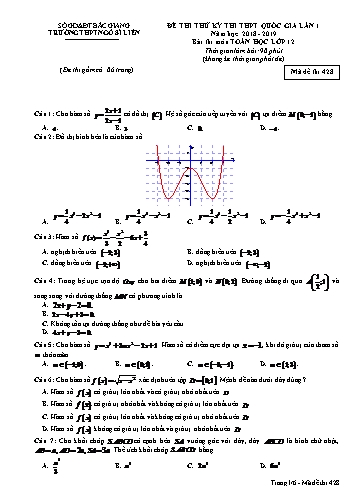 Đề thi thử THPT QG Toán 12 (Lần 1) - Mã đề 428 - Năm học 2018-2019 - Trường THPT Ngô Sĩ Liên (Có đáp án)
