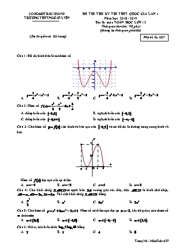 Đề thi thử THPT QG Toán 12 (Lần 1) - Mã đề 657 - Năm học 2018-2019 - Trường THPT Ngô Sĩ Liên (Có đáp án)