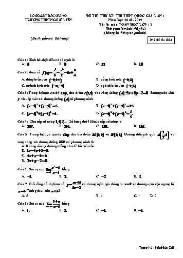 Đề thi thử THPT QG Toán 12 (Lần 1) - Mã đề 863 - Năm học 2018-2019 - Trường THPT Ngô Sĩ Liên (Có đáp án)
