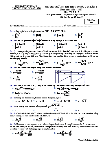 Đề thi thử THPT QG Toán 12 (Lần 2) - Mã đề 356 - Năm học 2016-2017 - Trường THPT Ngô Sĩ Liên