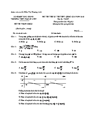Đề thi thử THPT QG Toán học năm 2018 - Trường THPT Ngô Sĩ Liên (Có đáp án)