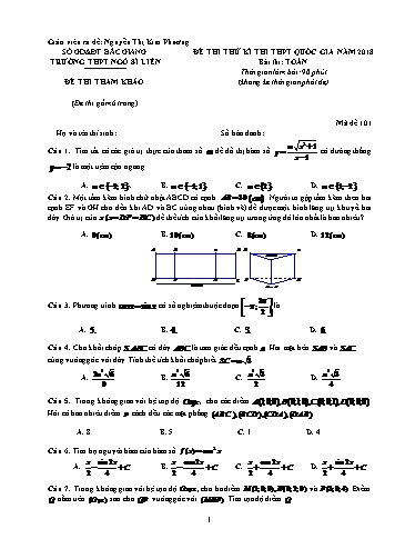 Đề thi thử THPT QG Toán năm 2018 - Mã đề 101 - Trường THPT Ngô Sĩ Liên (Có đáp án)