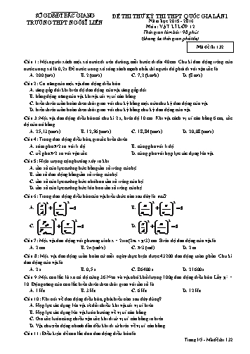 Đề thi thử THPT QG Vật lí 12 (Lần 1) - Mã đề 132 - Năm học 2015-2016 - Trường THPT Ngô Sĩ Liên (Có đáp án)
