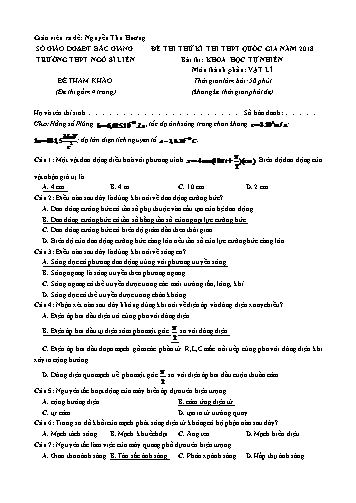 Đề thi thử THPT QG Vật lí 12 - Năm học 2017-2018 - Trường THPT Ngô Sĩ Liên (Có đáp án)