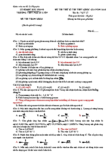 Đề thi thử THPT QG Vật lí - Năm học 2017-2018 - Trường THPT Ngô Sĩ Liên (Có đáp án)