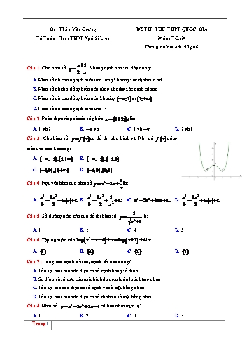 Đề thi thử THPT Toán - Trường THPT Ngô Sĩ Liên (Có đáp án)