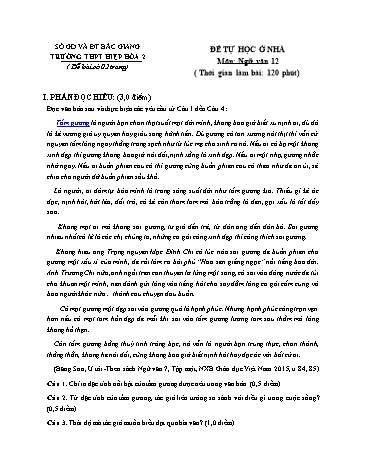 Đề tự học ở nhà Ngữ văn 12 - Trường THPT Hiệp Hòa 2