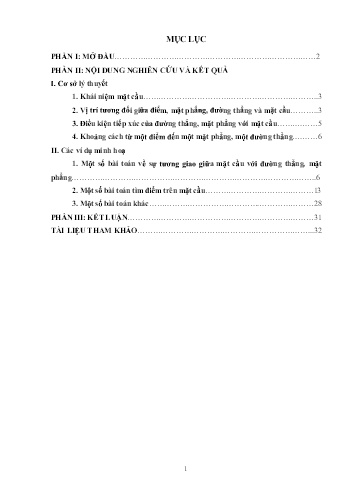 Một số bài toán về mặt cầu trong hệ toạ độ Oxyz