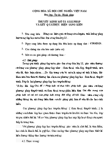Nâng cao hiệu quả sử dụng câu chuyện, tình huống pháp luật trong dạy học môn Giáo dục công dân lớp 12