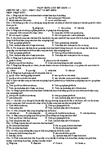 Ngân hàng câu hỏi ôn thi GDCD 12