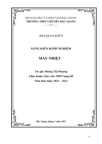 Sáng kiến kinh nghiệm Máy nhiệt