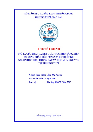 Sử dụng phần mềm Canva để thiết kế nguồn học liệu trong dạy và học môn Ngữ văn tại trường THPT