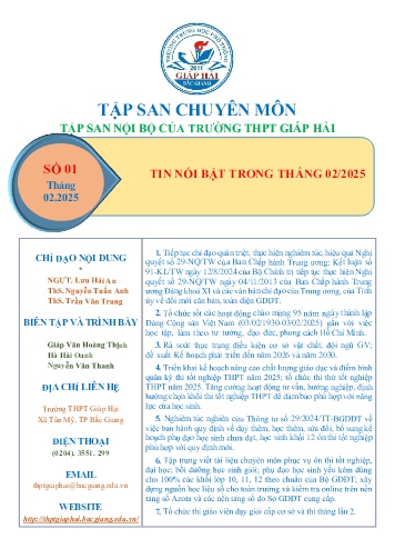 Tài liệu Bài viết tập san Tháng 12 - Năm học 2024-2025 - Trường THPT Giáp Hải