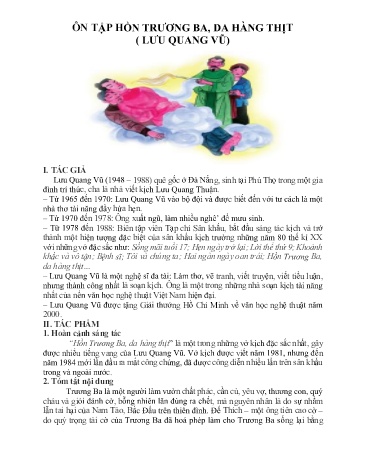 Tài liệu ôn tập Ngữ văn 12 - Bài: Hồn Trương Ba, da hàng thịt (Lưu Quang Vũ)
