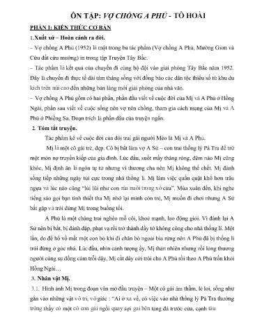 Tài liệu ôn tập Ngữ văn 12 - Bài: Vợ chồng A Phủ (Tô Hoài)