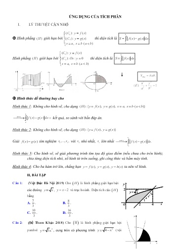 Tài liệu ôn tập Toán 12 - Bài: Ứng dụng tích phân