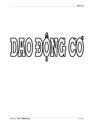 Tài liệu ôn tập Vật lí 12 - Phần: Dao động cơ