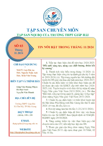 Tập san chuyên môn Tháng 11 - Năm học 2024-2025 - Trường THPT Giáp Hải