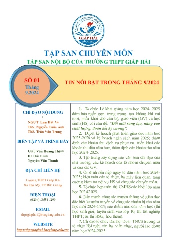 Tập san chuyên môn Vật lí 12 - Năm học 2024-2025 - Trường THPT Giáp Hải